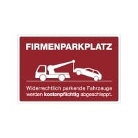 Aufkleber Firmenparkplatz Widerrechtlich parkende Fahrzeuge (3 St. signalrot, 300x200 mm)
