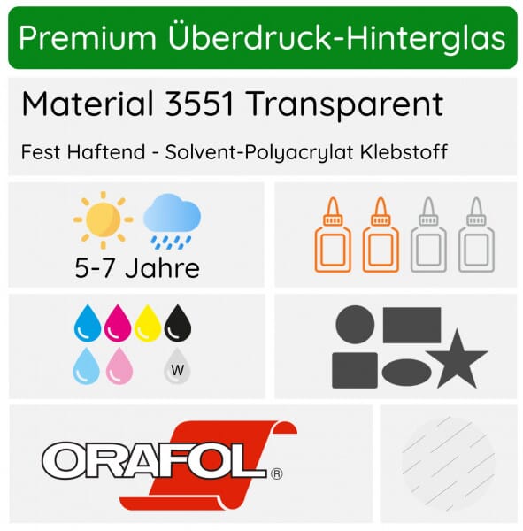 Hinterglasaufkleber Vinyl 5-7 Jahre Haltbarkeit (innenklebende Scheibenaufkleber)