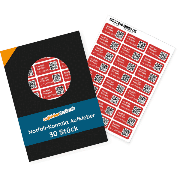 Notfallkontakt-Aufkleber mit Telefonnummer &amp; QR-Code, stark haftend, 30x13 mm
