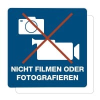 3 Stück Hinweis-Aufkleber - Nicht Filmen oder Fotografieren (150x150 mm)