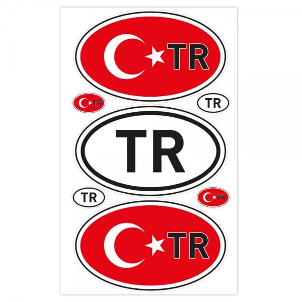 Autoaufkleber Länderkennzeichen - Türkei (7 Stück - 200x300 mm)
