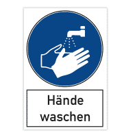 Warnschild 200x300x4 mm - Hände waschen
