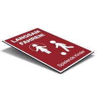 Schild Alu-Verbund Langsam Fahren ! Spielende Kinder (signalrot, 400x600x4 mm)