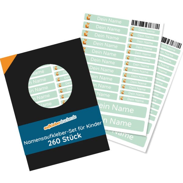 260 Stück Namensaufkleber/Namensetiketten für Kinder (Set mit 3 versch. Größen)