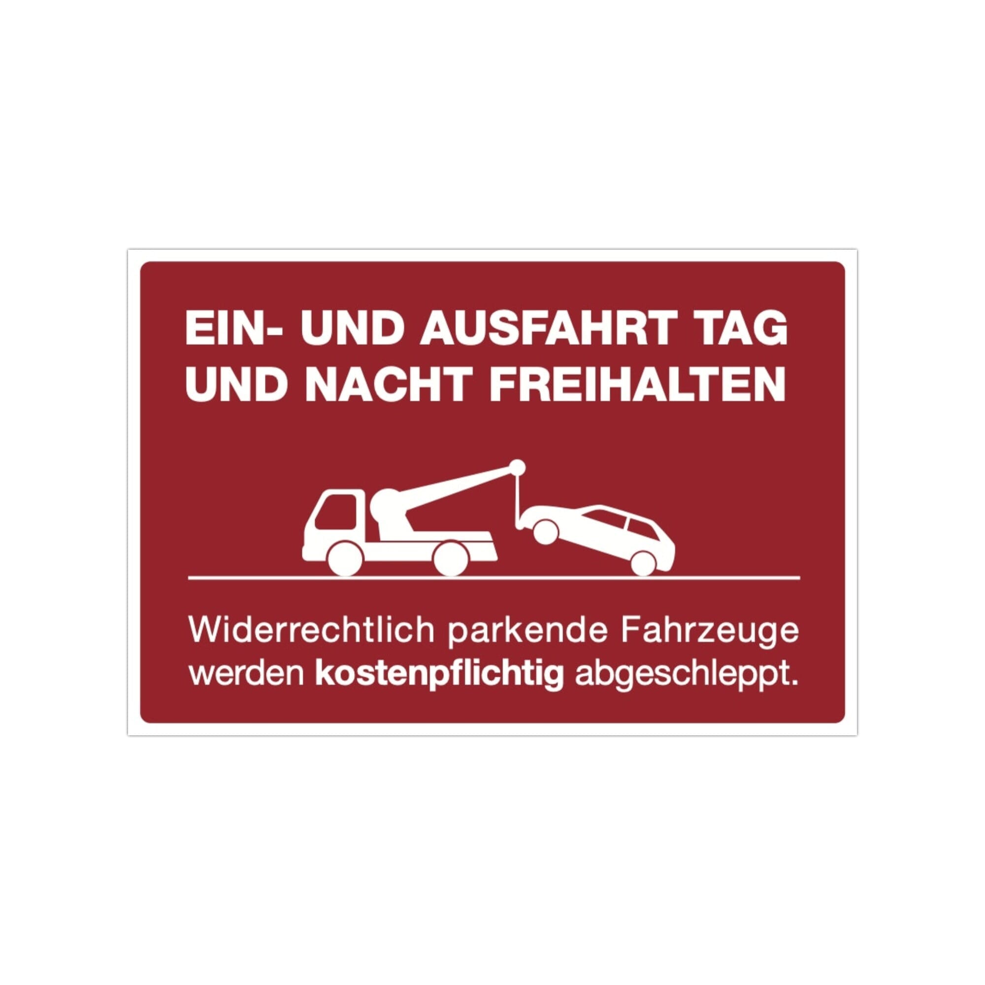 Aufkleber signalrot EIN- / AUSFAHRT TAG & NACHT FREIHALTEN ...