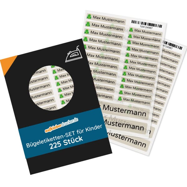 Bügeletiketten für Kinder mit verschiedenen Motiven (Set mit 225 Aufklebern in verschiedenen Größen)