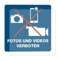 3 Stück Hinweis-Hinterglasaufkleber - Fotos und Videos verboten (150x150 mm)