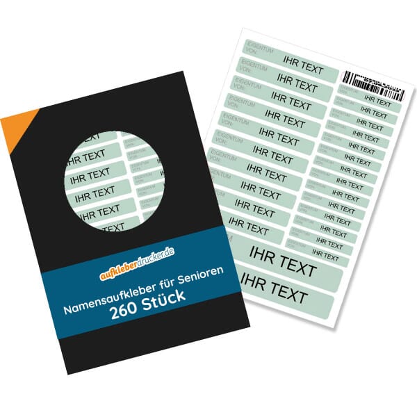 260 Stück Namensaufkleber für SENIOREN (Set mit 3 versch. Größen- Spülmaschine u. Waschmaschine)