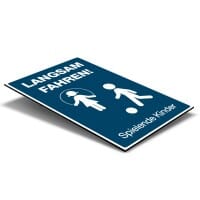 Schild Alu-Verbund Langsam Fahren ! Spielende Kinder (signalblau, 200x300x4 mm)