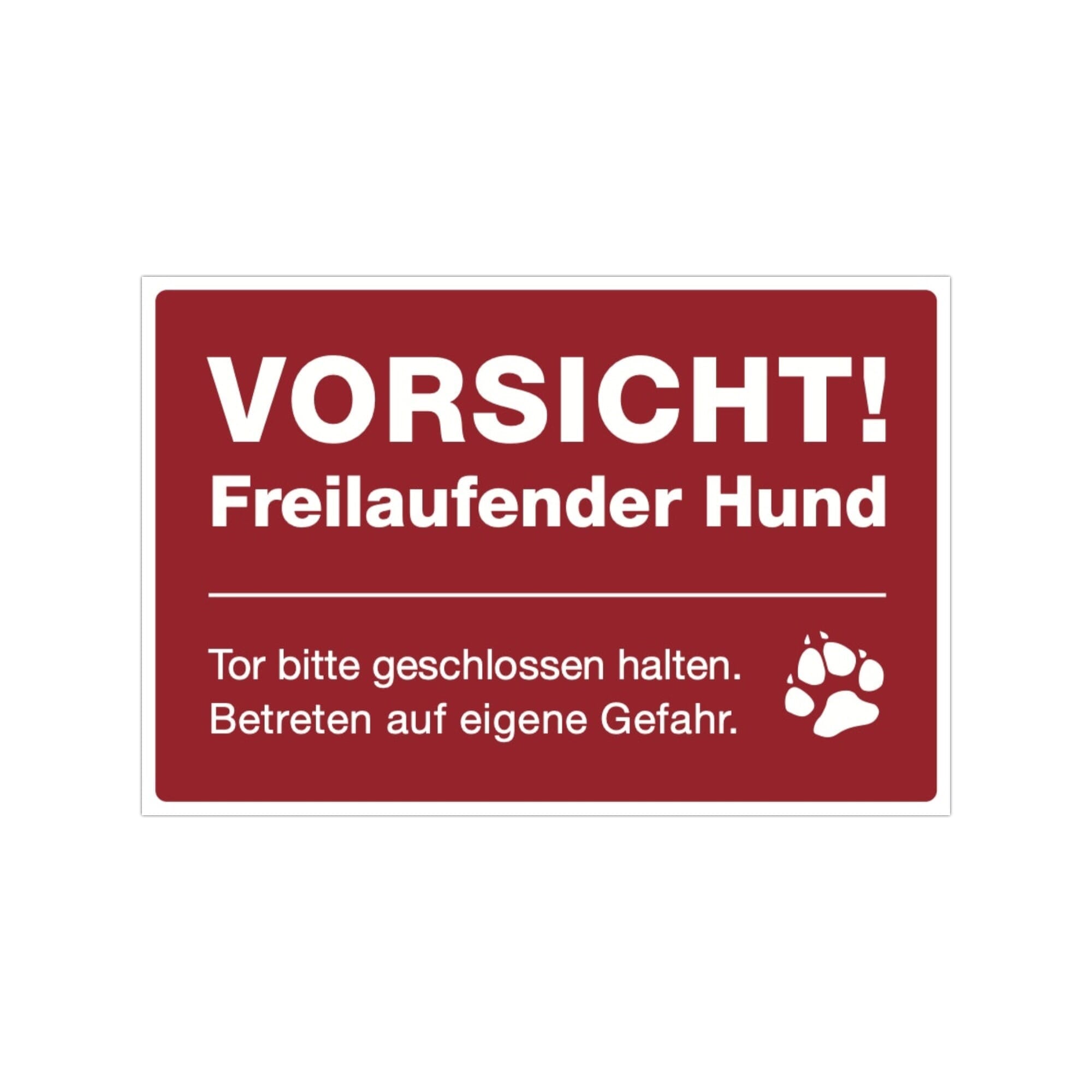 Aufkleber signalrot Vorsicht! Freilaufender Hund aufkleberdrucker.at