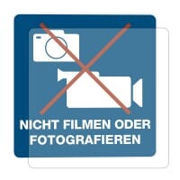 3 Stück Hinweis-Hinterglasaufkleber - Nicht Filmen oder Fotografieren (150x150 mm)