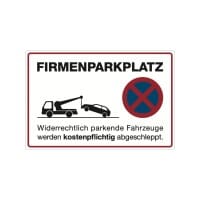 Aufkleber Firmenparkplatz Widerrechtlich parkende Fahrzeuge (3 St. weiß, 300x200 mm)