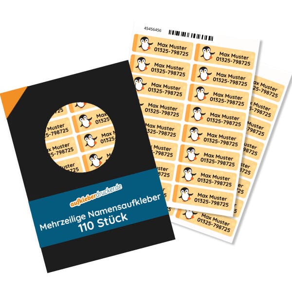 Mehrzeilige Namensaufkleber 110 Stück 50x15 mm