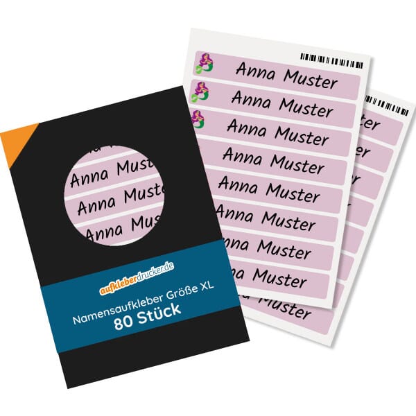 80 Stück Namensaufkleber für Kinder Größe XL (100x15 mm)