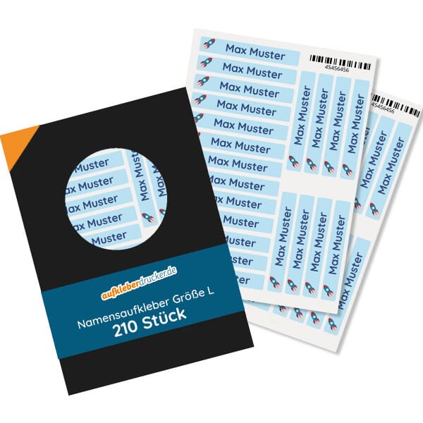 210 Stück Namensaufkleber für Kinder Größe L ( 60x9 mm)