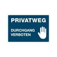 Aufkleber PRIVATWEG – DURCHGANG VERBOTEN (3 St. signalblau, 300x200 mm)