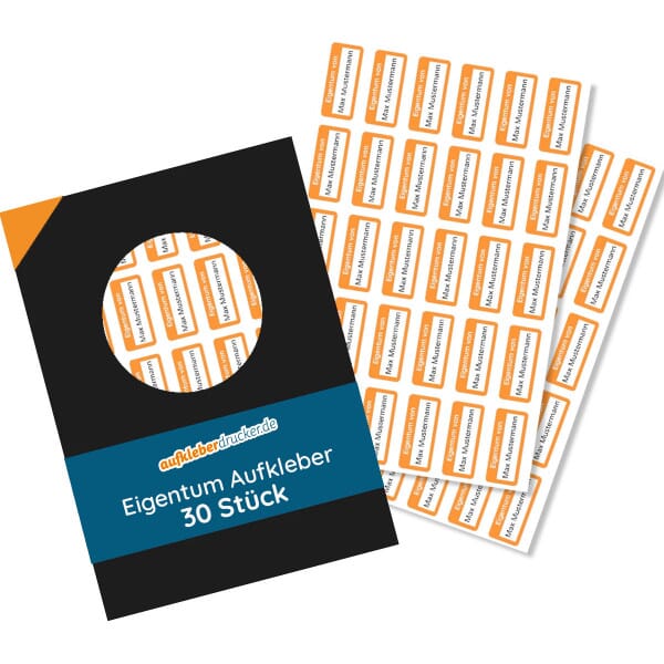 Personalisierte Eigentum-Aufkleber klein 30x13 mm / Inventar Aufkleber