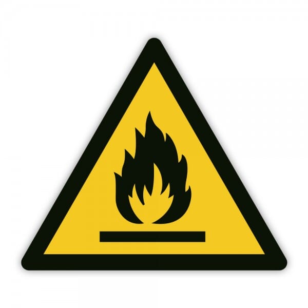 Warnaufkleber vor feuergefährlichen Stoffen