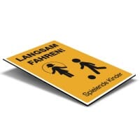 Schild Alu-Verbund Langsam Fahren ! Spielende Kinder (signalgelb, 200x300x4 mm)