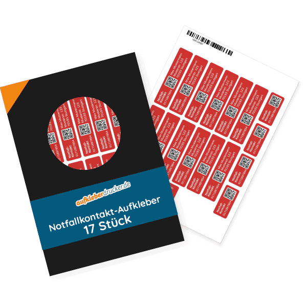 Notfallkontakt-Aufkleberset mit Name, Telefonnummer &amp; Adresse, stark haftend, 60x13 + 30x13 mm“
