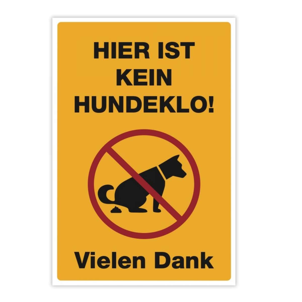 Schild AluVerbund signalgelb Hier ist kein Hundeklo! aufkleberdrucker.at