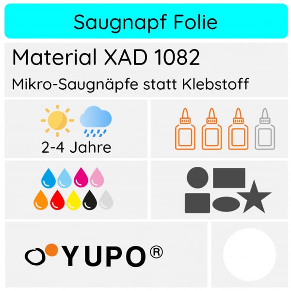 Haftfolie ohne Kleber / YUPOTako® XAD 1082 Klebefolie