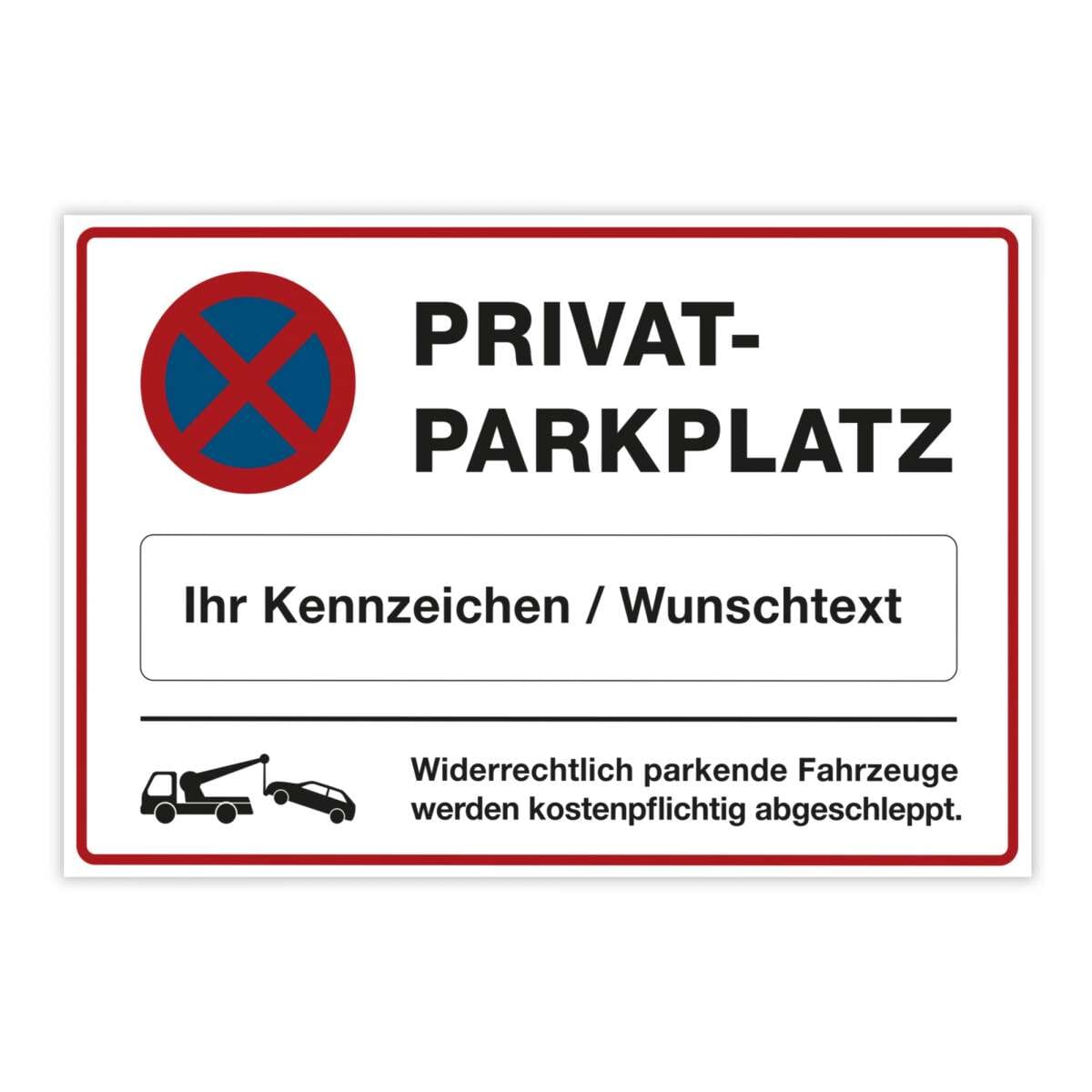 Schild Privatparkplatz mit Kennzeichen online bestellen bei