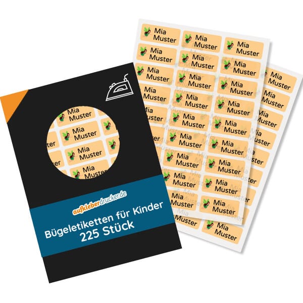 Bügeletiketten für Kinder (30x13 mm 225 Stück zum Aufbügeln)