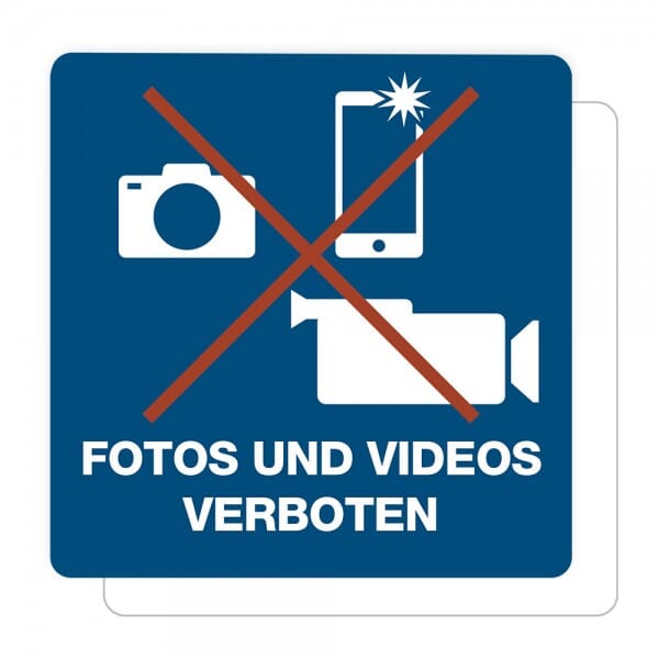 3 Stück Hinweis-Aufkleber - Fotos und Videos verboten (150x150 mm)