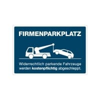 Aufkleber Firmenparkplatz Widerrechtlich parkende Fahrzeuge (3 St. signalblau, 300x200 mm)