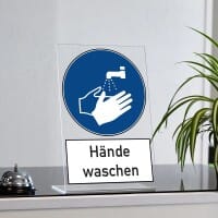 Acrylaufsteller &quot;Hände waschen&quot; (ca. 200x300 mm)